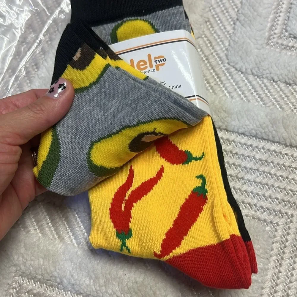 WE HELP - Funky Fiesta Socks - Avocado / Chilis / Tacos